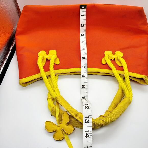 Y2K Escada Orange and Yellow Canvas Butterfly Detail Mini Tote Shoulder Handbag - Picture 13 of 13